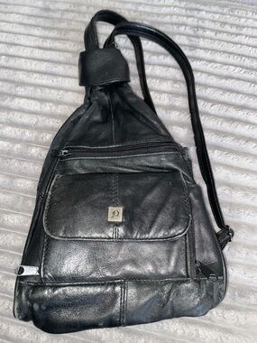 Y2K JAY DONY BLACK LEATHER PURSE BACKPACK